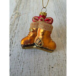 Ice‎ skates glass skater figure ornament Xmas tree